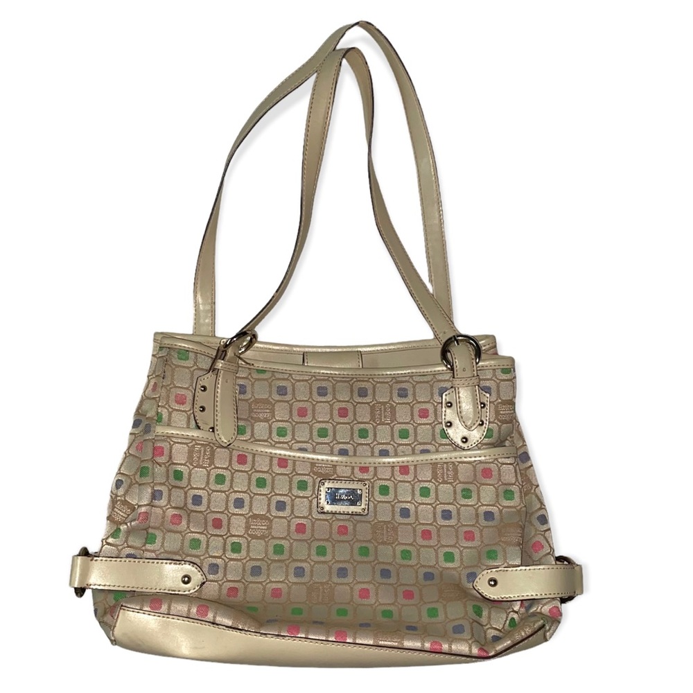 Liz&Co Purse with attached makeup case. Tan and multicolor